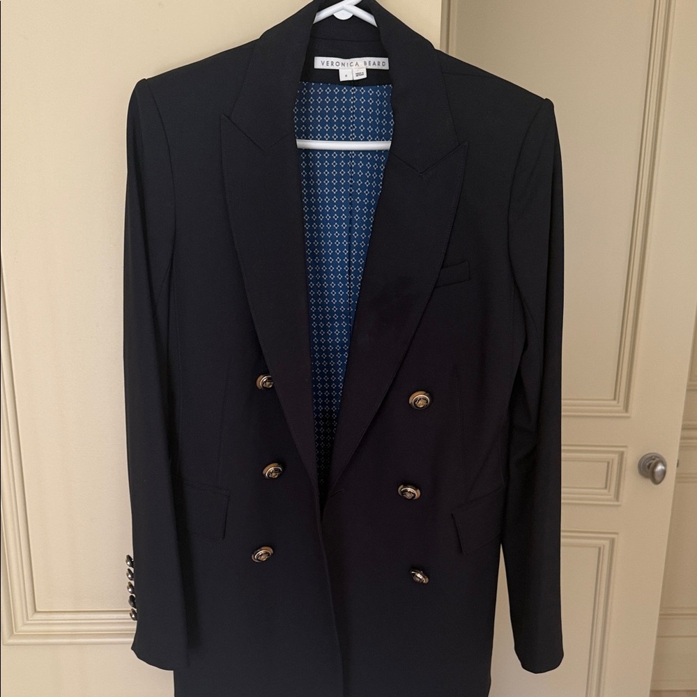 Veronica Beard Navy Double-Breasted Blazer